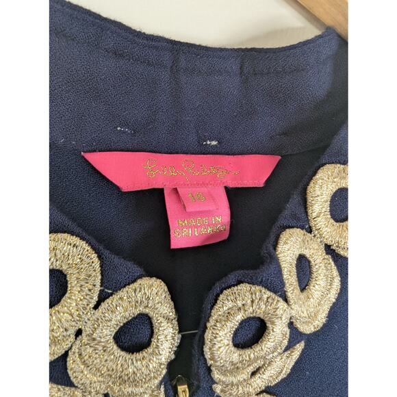 Lilly Pulitzer Mini Sleeveless Jane Shift Dress in True Navy - Picture 4 of 7